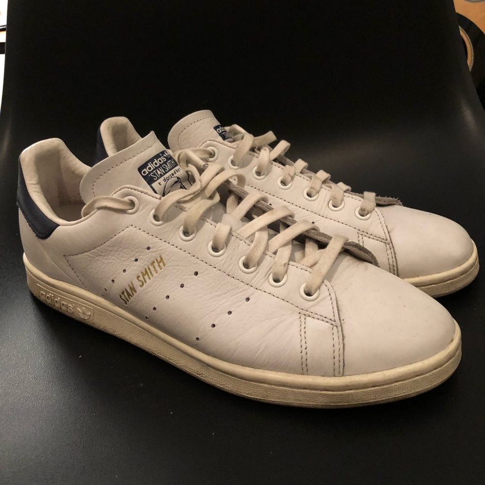 Men’s Adidas Stan Smith Shoes White and Navy US 10